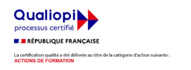 Logo Qualiopi avec mention "actions de formation"