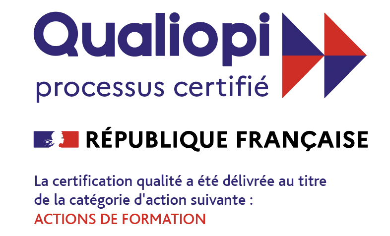 Logo Qualiopi avec mention "actions de formation"